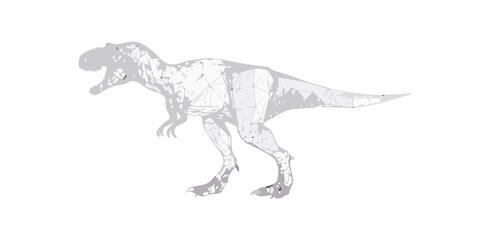 Fototapeta premium A polygonal depiction of a tyrannosaurus rex in a side profile view