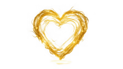 Golden heart illustration isolated on transparent background
