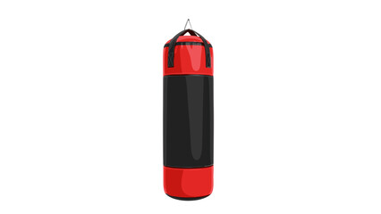 A red and black punching bag on transparent background