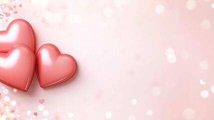 A serene background featuring three pink hearts on a soft pink backdrop, perfect for expressing love and compassion.