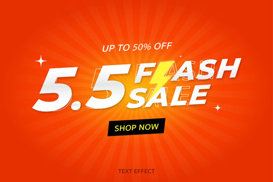 Sale 5.5 flash sale shopping day orange background vector.
