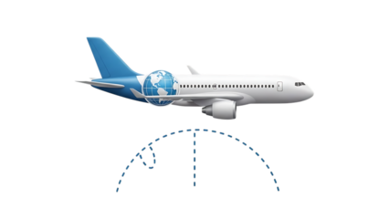 Airplane flying isolated on transparent background