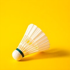Badminton Shuttlecock on Yellow Background