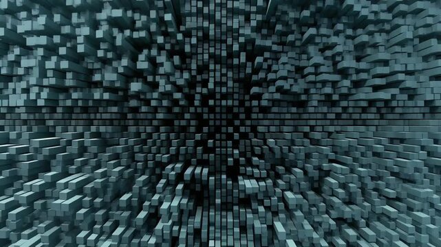Full frame digital collapse effect where everything drops into noisy blocks before restoring itself