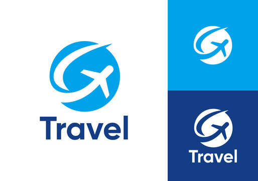 plane with globe logo. travel transportation icon vector design