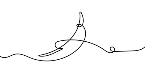 Chili one continuose line drawing. Chili line art design png and vector illustration on transparent background.