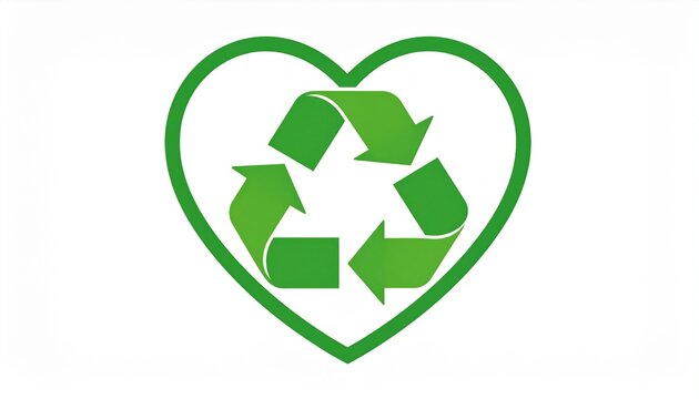 Green Recycle Heart Symbol Eco-Friendly Sustainability Concept Vector Illustration - Powered by Adobe