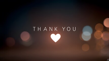 Heartfelt thanks message with glowing bokeh lights background