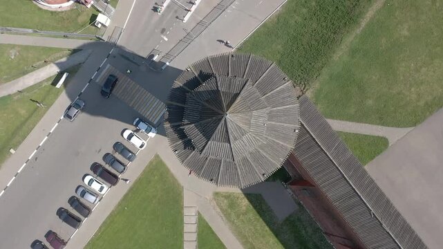 Top down rotating ascent over Kolomna Kremlin tower