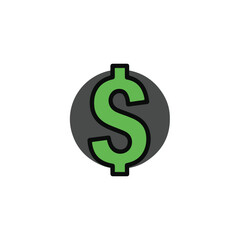 Obraz premium Dollar sign symbol on dark circle