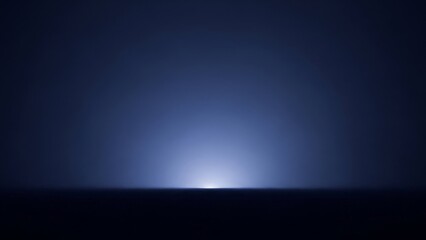 A bright light shining in the dark with a black background and blue glow