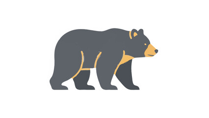 A stylized illustration of a black bear walking. © Kiki