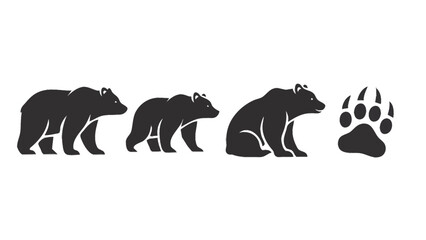 Bear Silhouettes and Paw Print Icon. © Kiki