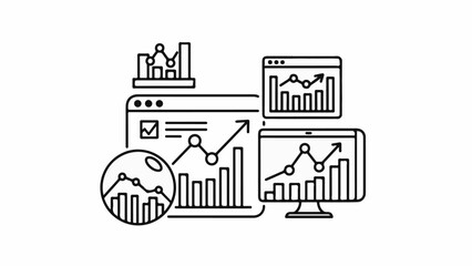 Fototapeta premium Collection of charts and graphs on screens, analysis