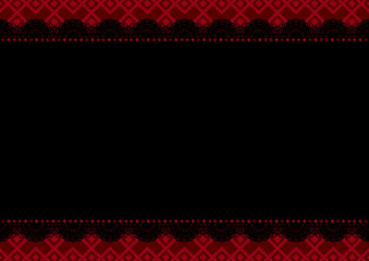 Obraz premium 横長レース×幾何学模様②(赤色)