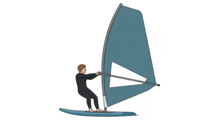 Man windsurfing sports recreation isolated on a transparent background