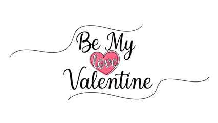 Pink heart with love text and valentine s day calligraphy on transparent background