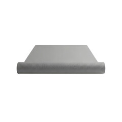 A plain rolled-up grey foam mattress pad placed on a transparent background