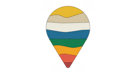 Multicolored layered hot air balloon layers colors isolated on a transparent background