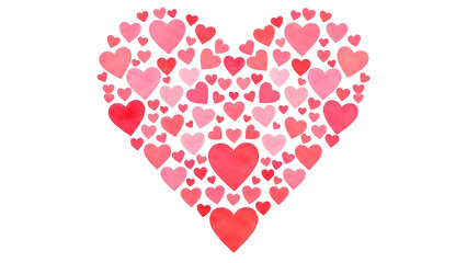 A large heart composed of many smaller hearts on transparent background