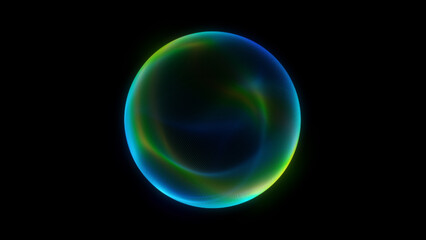 Obraz premium Glowing teal blue green holographic energy sphere soft fluid gradients luminous contours fine dotted texture deep black background abstract futuristic light orb premium digital aesthetic sci fi visual