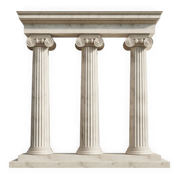 Ancient Marble Portico with Ionic Pillars Cut-out isolated on transparent or white background PNG