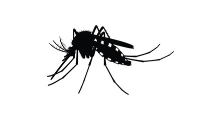 A stark depiction of a mosquito in profile showcasing its delicate wings and elongated body presented as a striking silhouette © CreativeAkash099