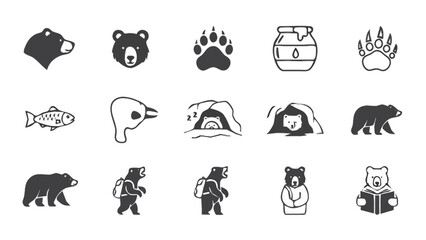 Collection of Bear Icons and Symbols Vector Art. © Sandal