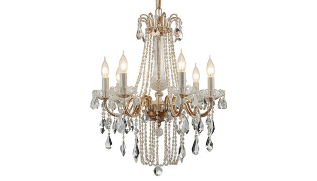 A luxurious crystal chandelier on transparent background