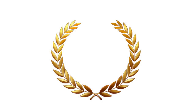A golden laurel wreath icon on transparent background