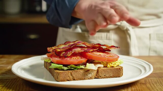 Delicious blt sandwich on a white plate ready to eat