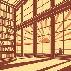 Serene library interior