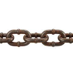 Obraz premium Rusty metal chain rusty chain links isolated on a transparent background