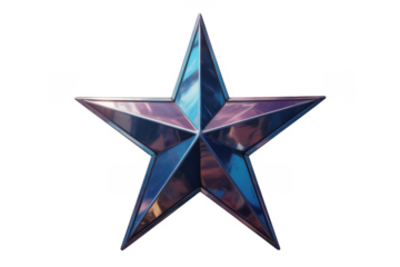 Shiny blue and purple star shiny star blue star metallic star isolated on a transparent background