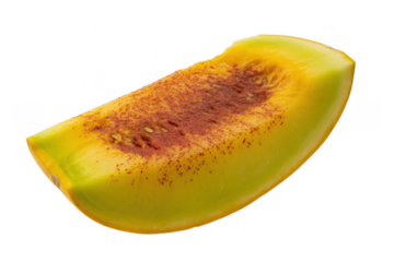 Slice of melon with cinnamon yellow melon spice isolated on a transparent background
