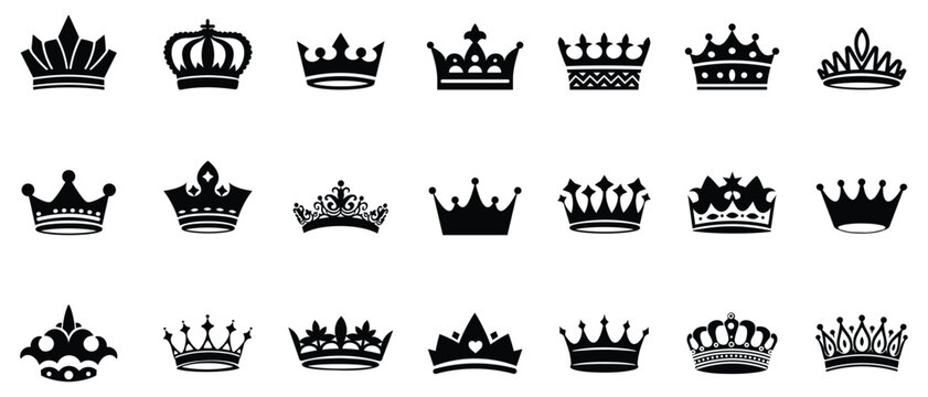 Crown icons set. Crown symbol collection. Vector set crown symbols. Crown king mega icon set