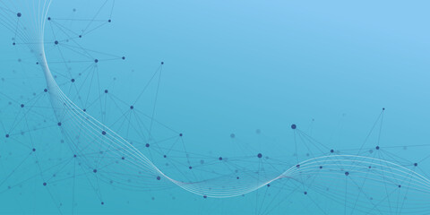 Abstract molecular structure and genetic engineering with wavy lines. Suitable for medical, science, technology and biology concept background. Vector