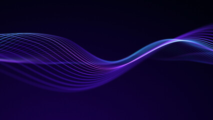 Flowing purple blue abstract waves glowing particles dark background creating futuristic elegant relaxing mood ideal for technology music science projects cinematic digital art premium visual ©  Seamless Loop