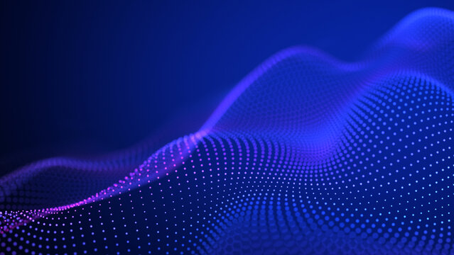 Abstract clean blue technological wave made of orderly particles smooth motion minimalistic tech background futuristic digital design modern 4K cinematic visual depth atmosphere