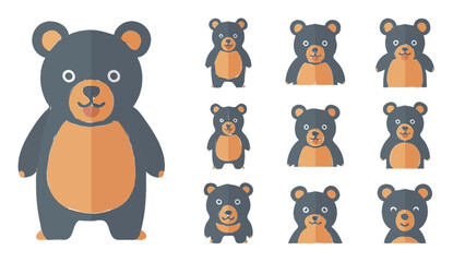 Collection of cute cartoon bears in various poses and sizes. © Yanto