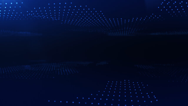 Cybersecurity news background with deep blue tech tones, abstract navy cyberspace scene, distant dotted Earth map moving into the distance, close-up perspective of digital system board, modern