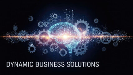 Dynamic Business Solutions Abstract Digital Brain Network.
