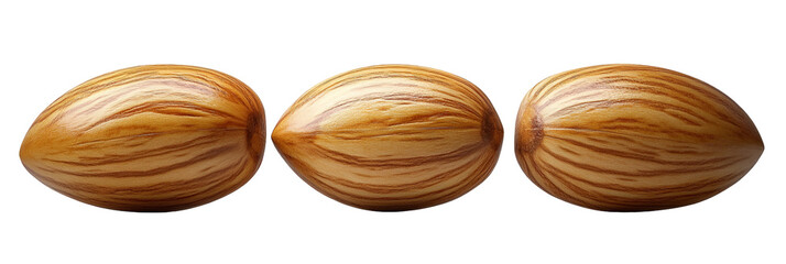Three round light brown objects on transparent background
