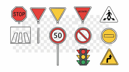 Collection of Road Traffic Signs and Signals.
