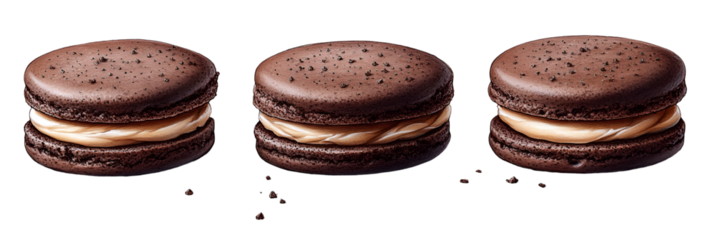 Three rounded light brown dessert items on transparent background