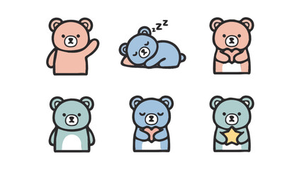 Cute cartoon bears in various poses and colors. © Sude