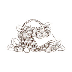 Fresh strawberries in a wicker basket