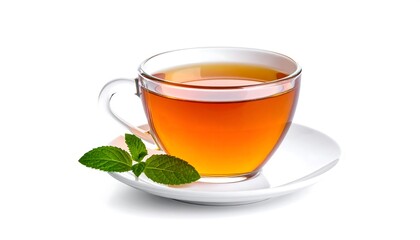 A Refreshing Cup of Hot Tea with Mint Leaves.