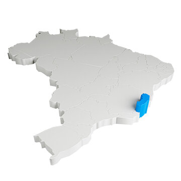 Mapa do Brasil em 3D com estado do Espirito Santo destacado