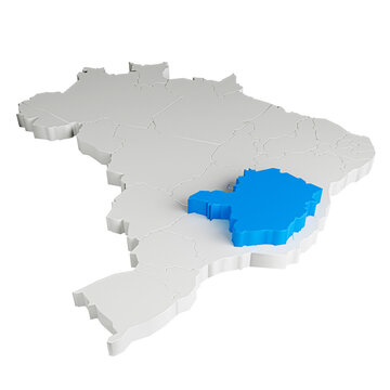 Mapa do Brasil em 3D com estado de Minas Gerais destacado